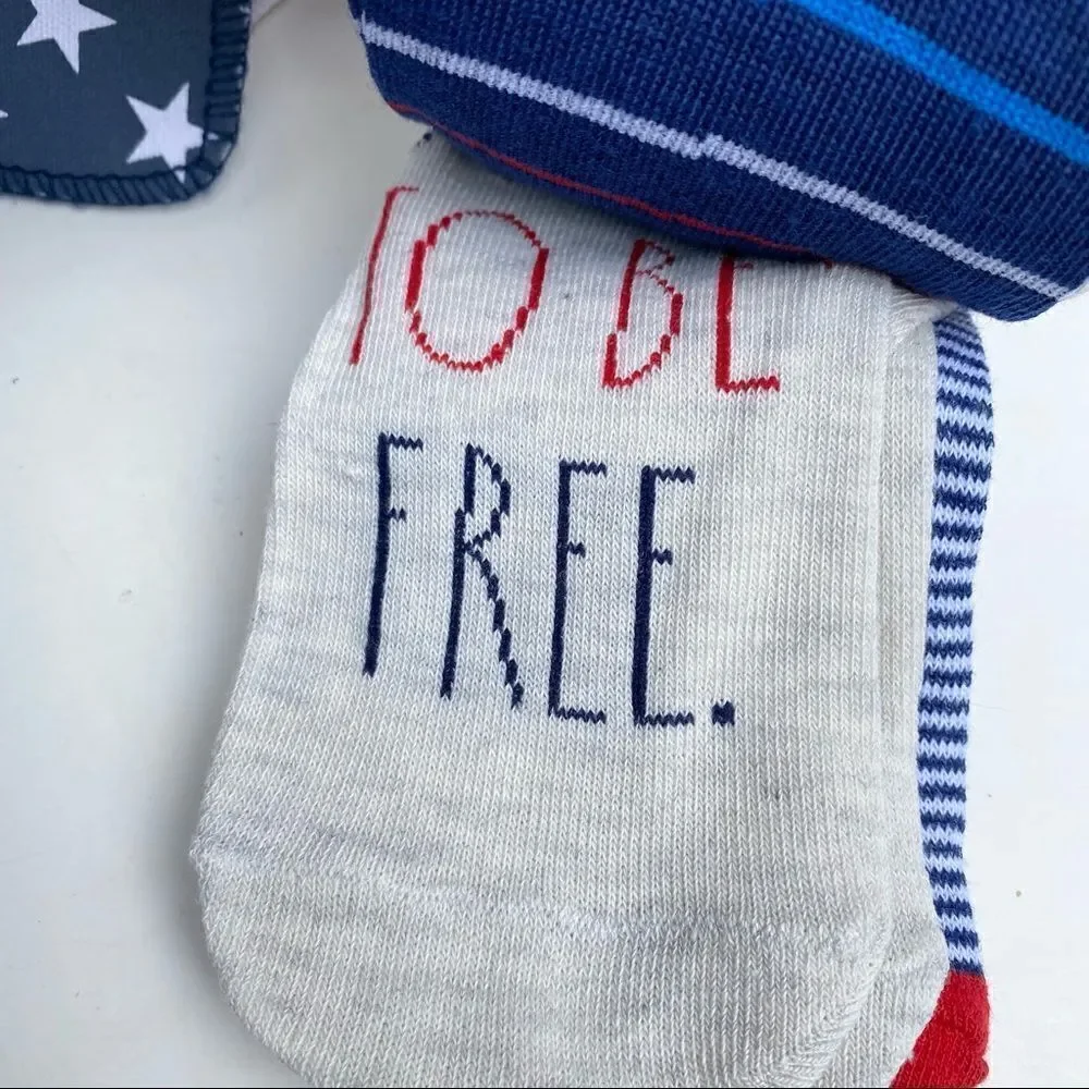 Rae Dunn Patriotic Ankle Socks 10pk Red White Blue NWT